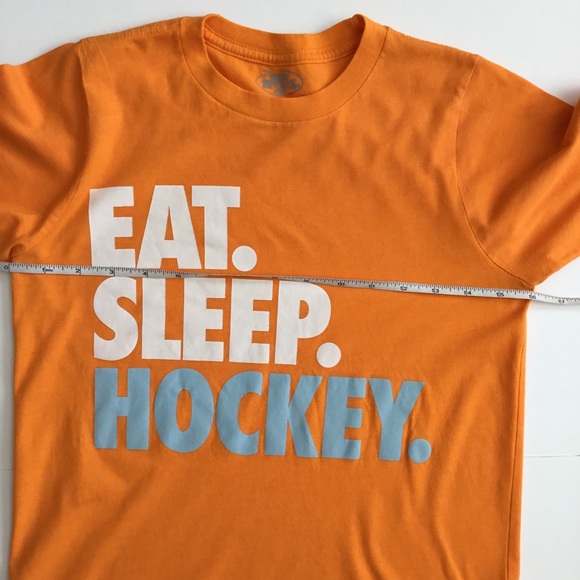 Eat Sleep Hockey Boy’s T-Shirt Short Sleeve Orange Size N/A - Picture 5 of 6